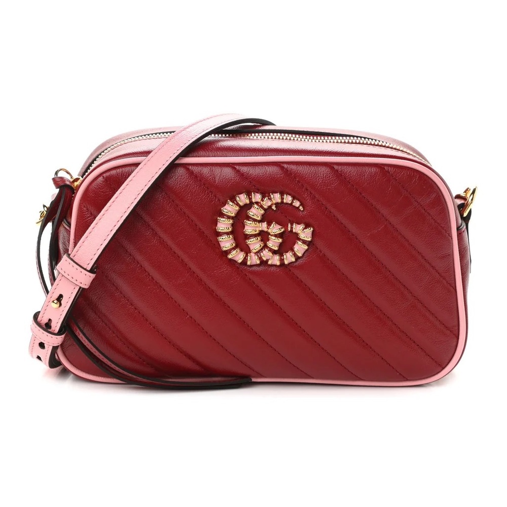 GUCCI Diagonal Small Marmont with Pink Trim